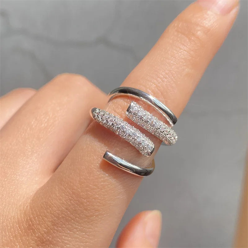 Elegant Adjustable Ring with Zirconia