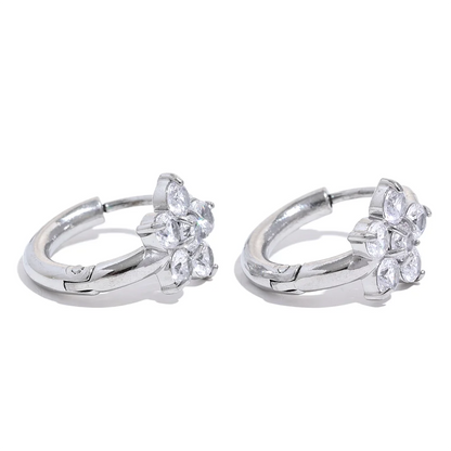 Exquisite Cubic Zirconia Flower Hoop Earrings