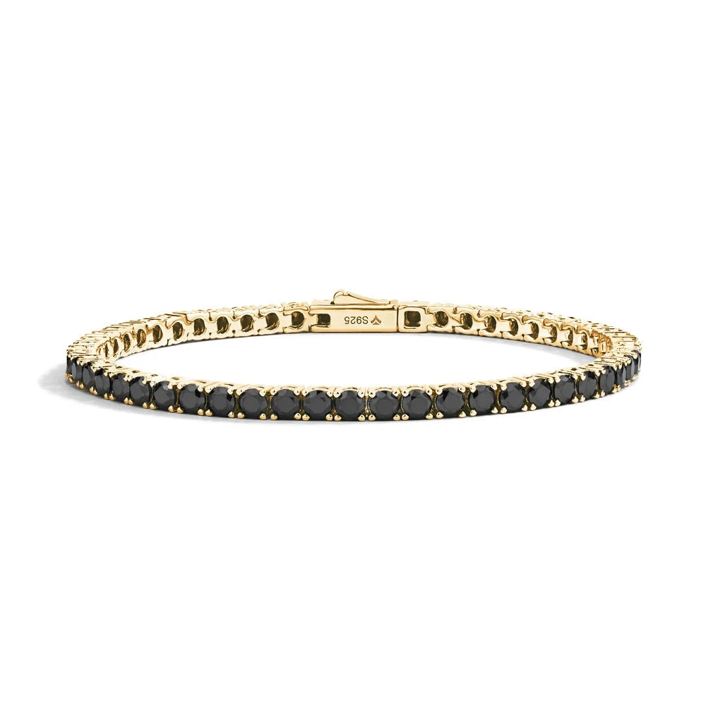 Round Cut Black Moissanite Tennis Bracelet