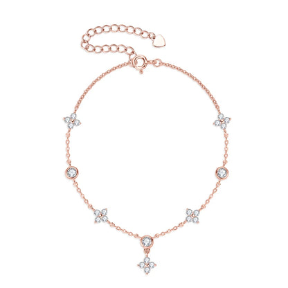 Moissanite Four-Leaf Flower Bracelet