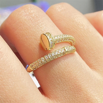 Elegant Adjustable Ring with Zirconia