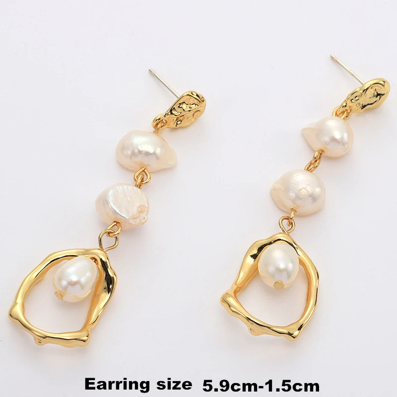 Triple Baroque Pearl Earring