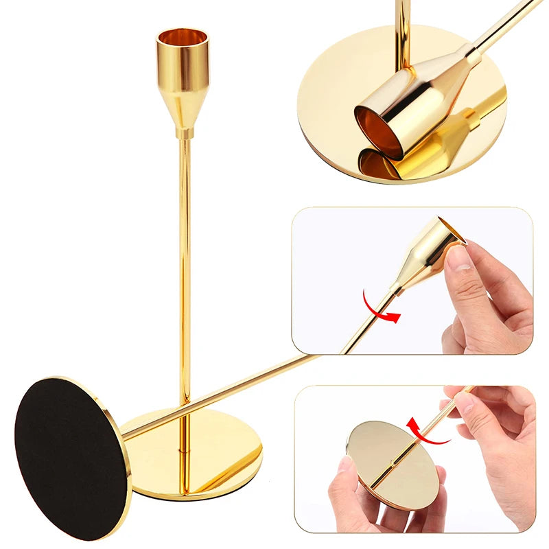 Luxury Gold Candle Holders 3 Pieces - DEVAN