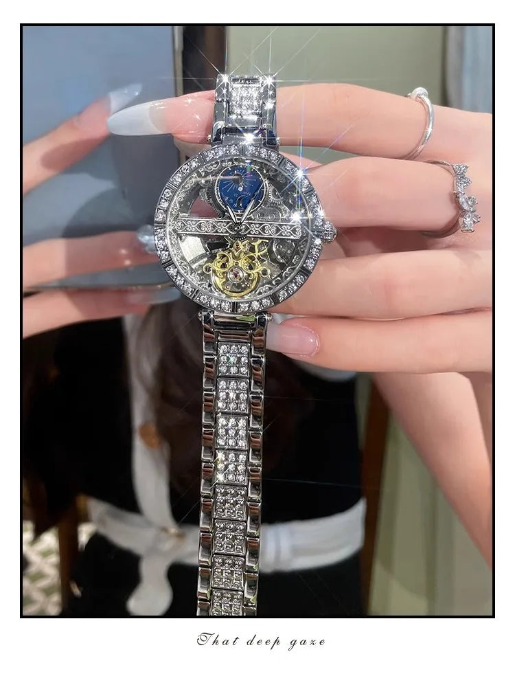 Diamond Watch - Elegant Hollow-Out Mechanical Watch