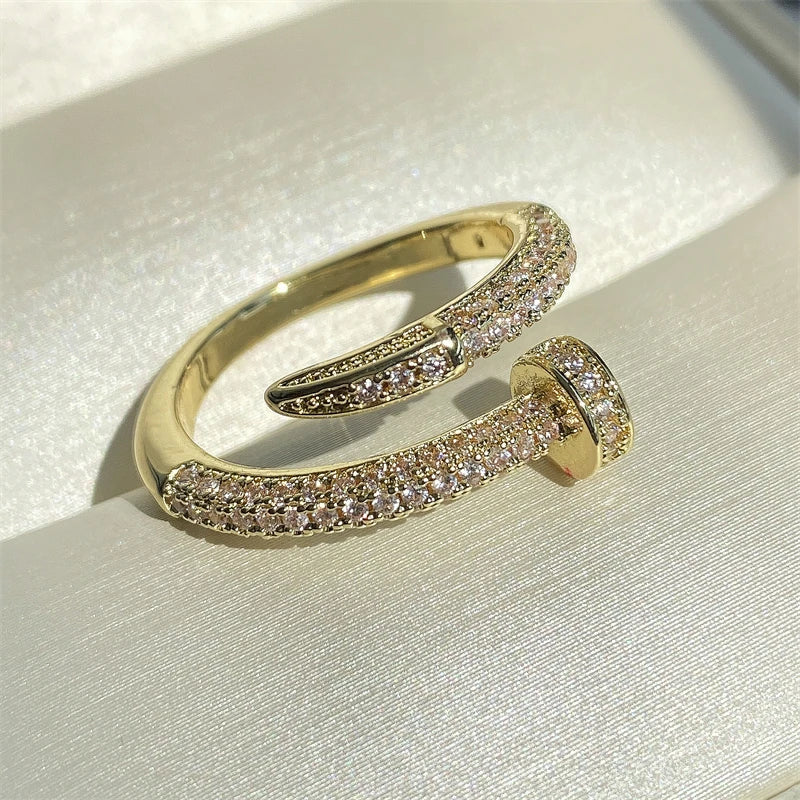 Elegant Adjustable Ring with Zirconia