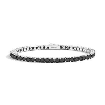 Round Cut Black Moissanite Tennis Bracelet