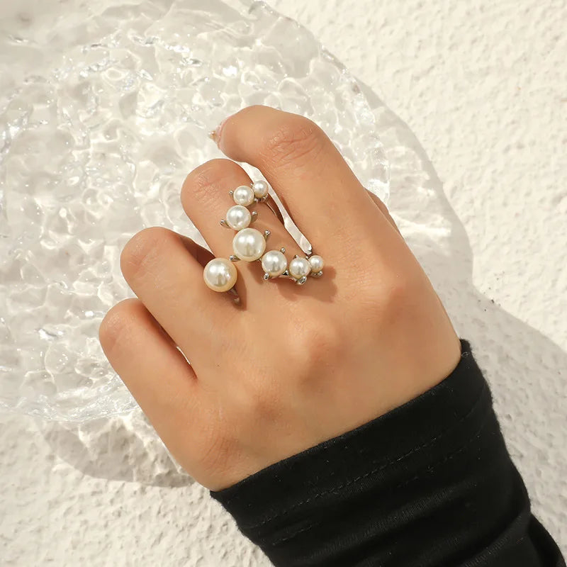 Fine Pearl Thin Ring For Women Minimalist Basic Style Fashion Jewelry Gold Color Knuckle Ring Ladies Beach Party Ring Gifts BFF