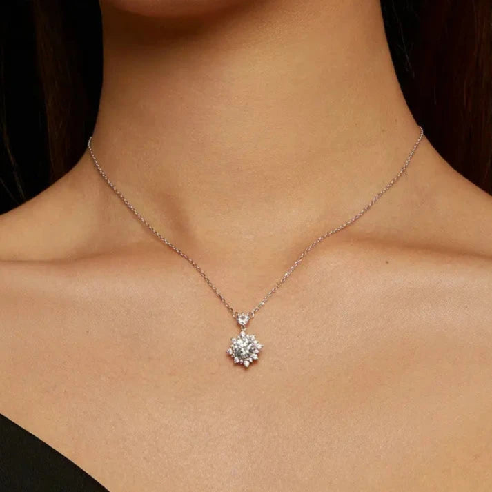 Moissanite Halo Necklace