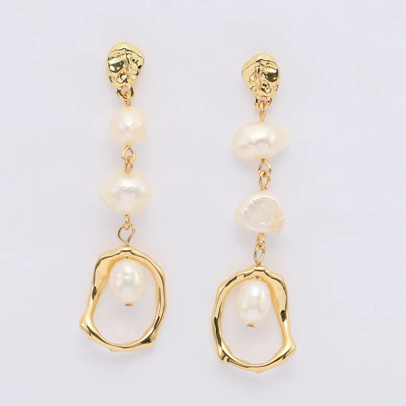 Triple Baroque Pearl Earring