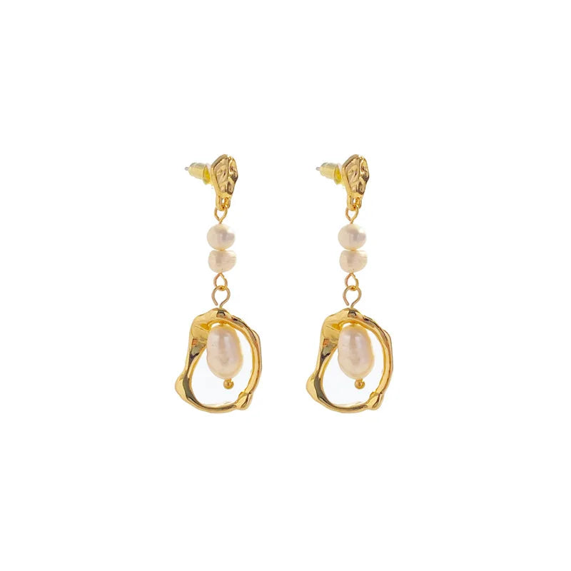 Triple Baroque Pearl Earring