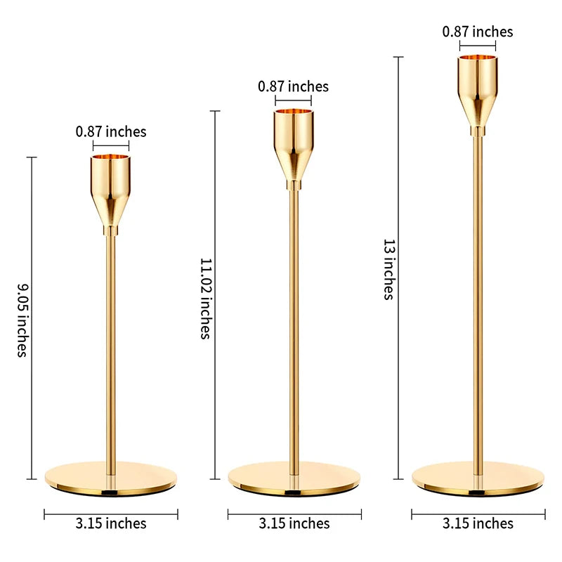 Luxury Gold Candle Holders 3 Pieces - DEVAN