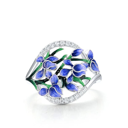 Blue Orchid Flower Ring