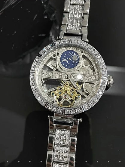 Diamond Watch - Elegant Hollow-Out Mechanical Watch