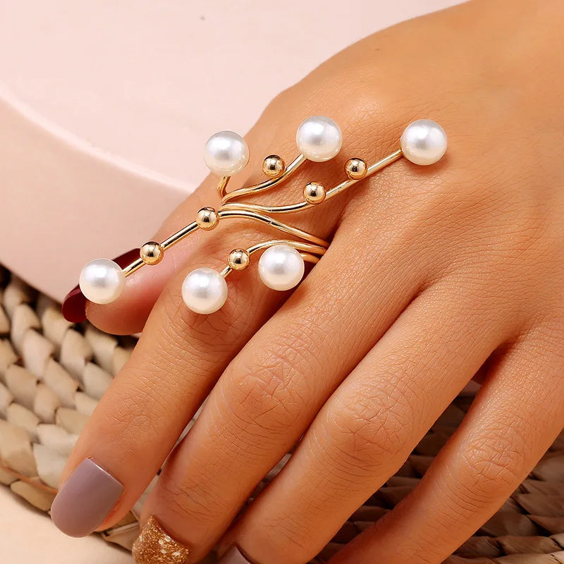 Elegant Pearl Knuckle Ring