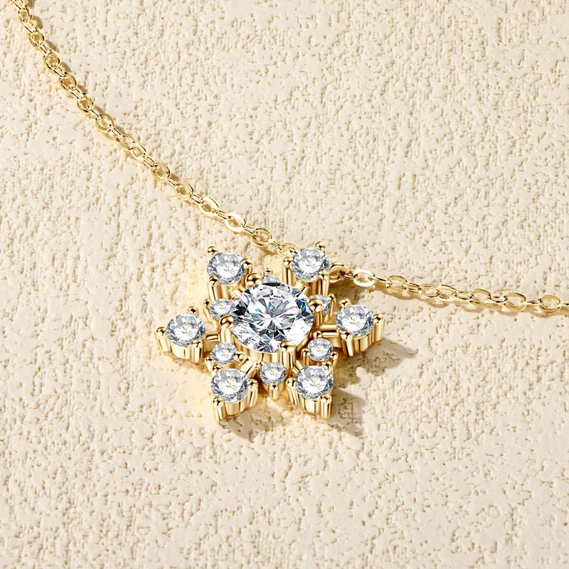 Moissanite Snowflake Pendant Necklace