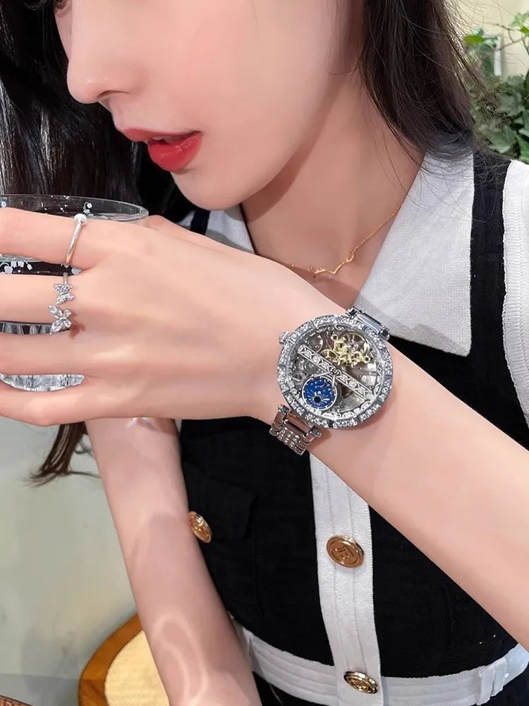 Diamond Watch - Elegant Hollow-Out Mechanical Watch