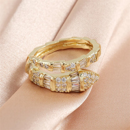 UILZ Women Adjustable Nail Ring Korean Fashion Punk Cubic Zirconia Ring Daily Simple Jewelry