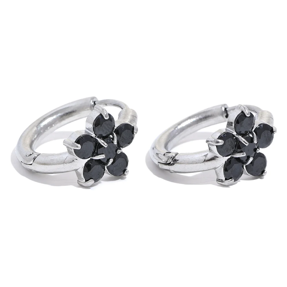 Exquisite Cubic Zirconia Flower Hoop Earrings