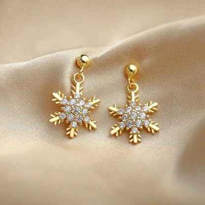 Red Bow Knot Snowflake Drop Earrings