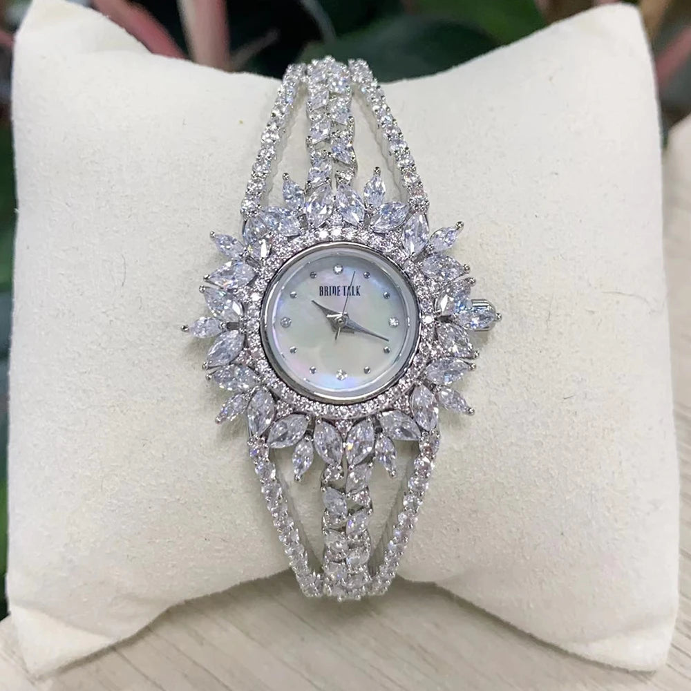 Luxury Women's Cubic Zirconia Bangle Watch