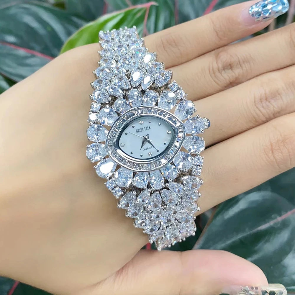 Cubic Zirconia Crystal Bracelet Watch - Elegant and Trendy