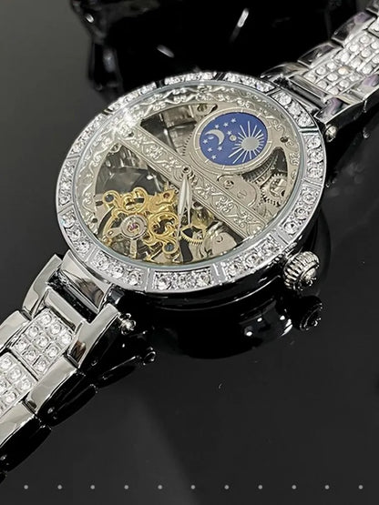 Diamond Watch - Elegant Hollow-Out Mechanical Watch