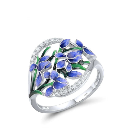 Blue Orchid Flower Ring