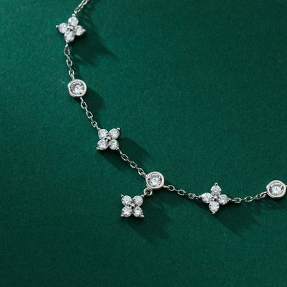 Moissanite Four-Leaf Flower Bracelet