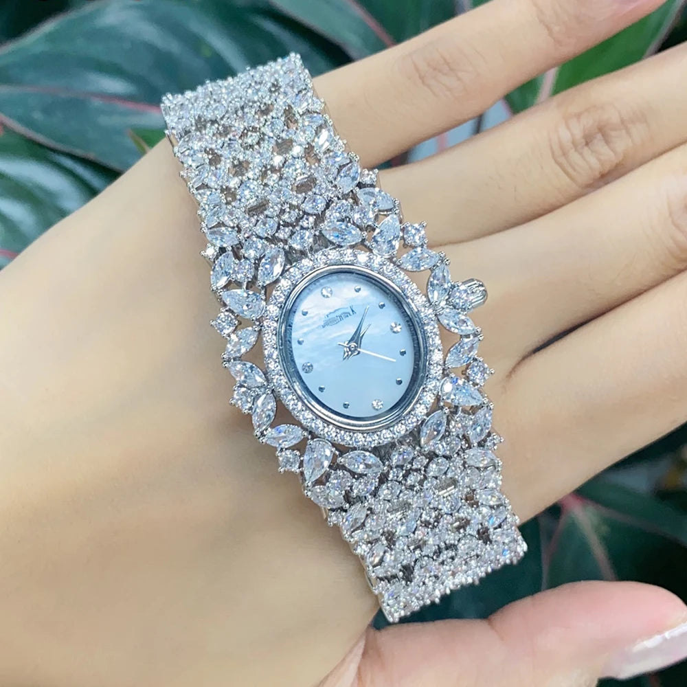 Luxury Women's Cubic Zirconia Bracelet Watch