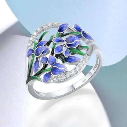 Blue Orchid Flower Ring